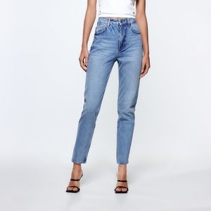 Zara High Rise Blue Mom Jeans